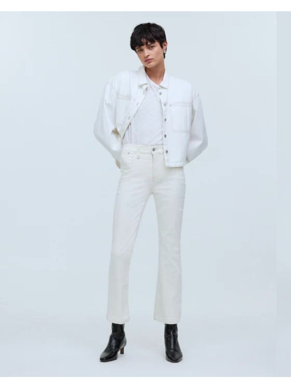NWT Madewell Mid-Rise Kick Out Crop White Jeans - Size: 31 Tall
